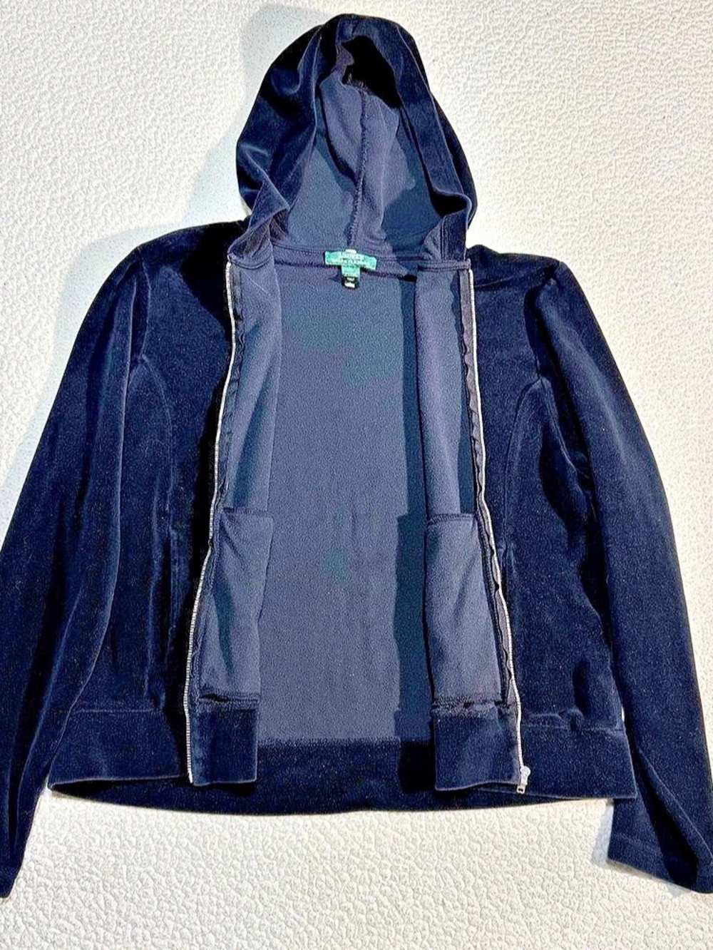 Lauren Ralph Lauren Black Velour Zip Hoodie Like New